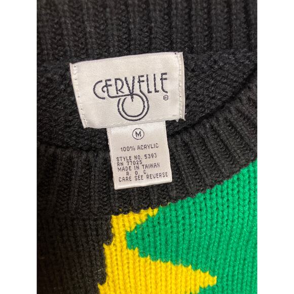 Vintage Y2K Cervelle Colorblock Sweater Medium Heavyweight Geometric Knit - Picture 2 of 4